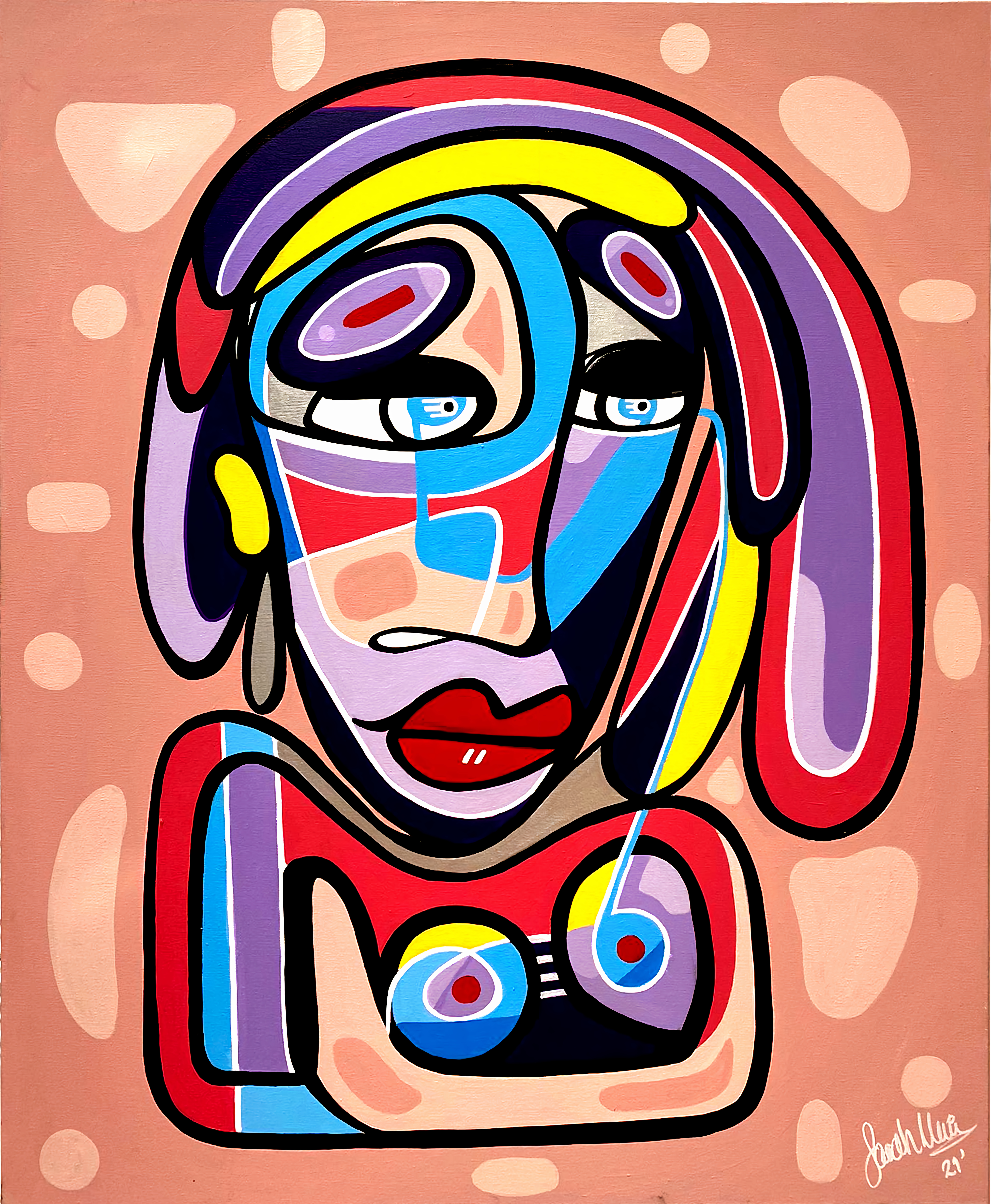 Hueman, original abstract painting by Sarah Main, 2022