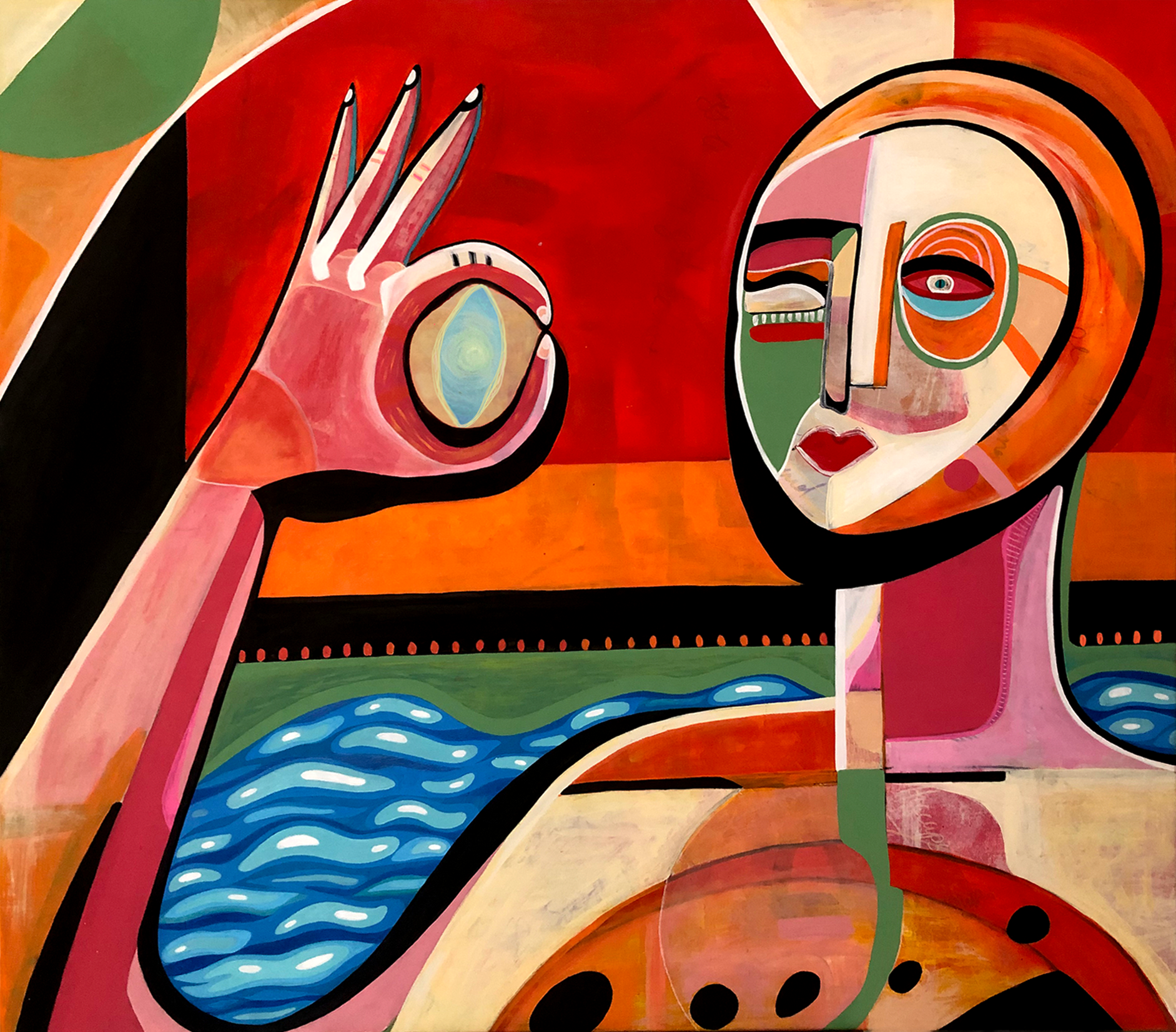 A.O.K, original abstract painting by Sarah Main, 2023