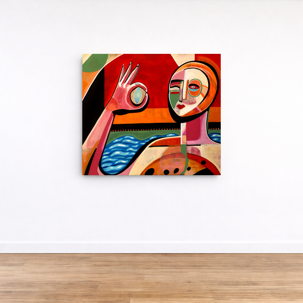 A.O.K painting installed on wall